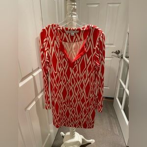 Diane von Furstenberg orange and white dress
